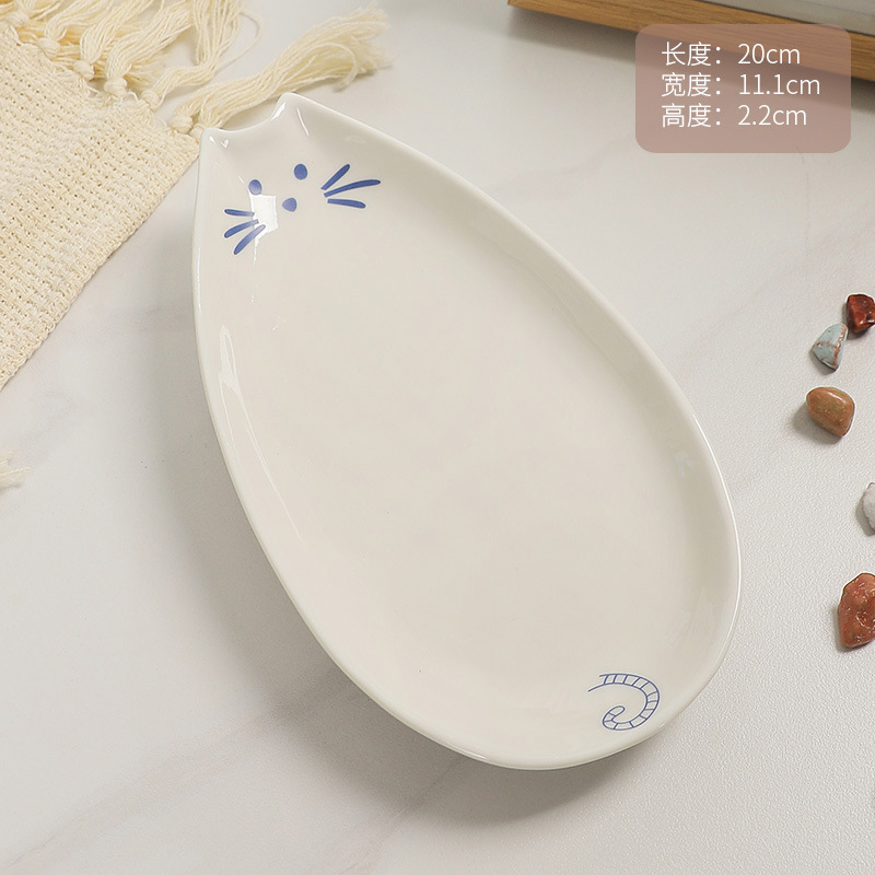 クリエイティブな新しい中国風のセラミック焼き花手描き釉下カラーデザートプレートフルーツプレートサラダコールドディッシュナッツ食器|undefined