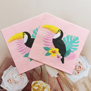 Manufacturer's Ready-Made New Cross-Border Parrot Printed Paper Towels Disposable Birthday Party Printed Napkins