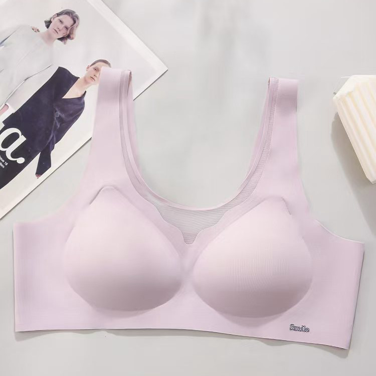 New Style Underwear Women's Traceless Rimless Thin Large Chest Shown Small plus size Vest Style Sports Beauty Back Fixed Cup Bra