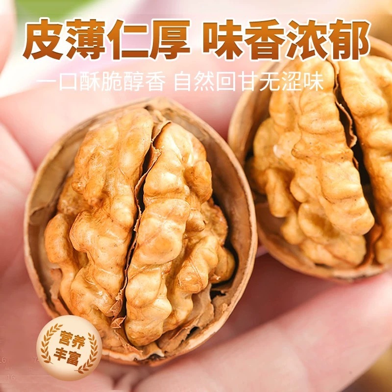 新核桃上市 新疆纸皮核桃大颗粒原色手捏即开阿克苏薄皮185生核桃|undefined