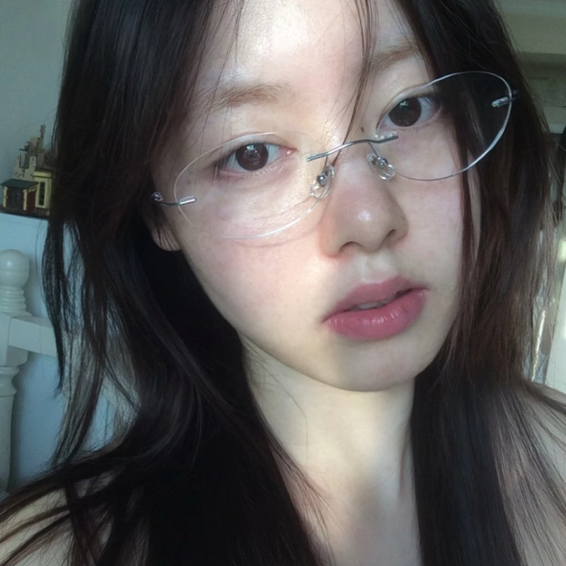 Korean Style Cool High-Intelligence Oval Rimless Women's Anti-Blue Light Gold Wire Glasses Frame Without Makeup and Myopia Can Be Equipped with Degrees Korean Style Cool High-Intelligence Oval Rimless Women's Anti-Blue Light Gold Wire Glasses Frame Without Makeup and Myopia Can Be Equipped with Degrees