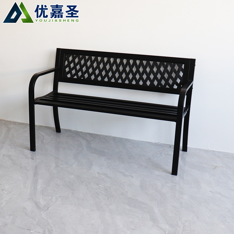 Park Chair Outdoor Bench Courtyard Modern Double Stool Wrought Iron Balcony Casual Bench PVC Back Long Chair