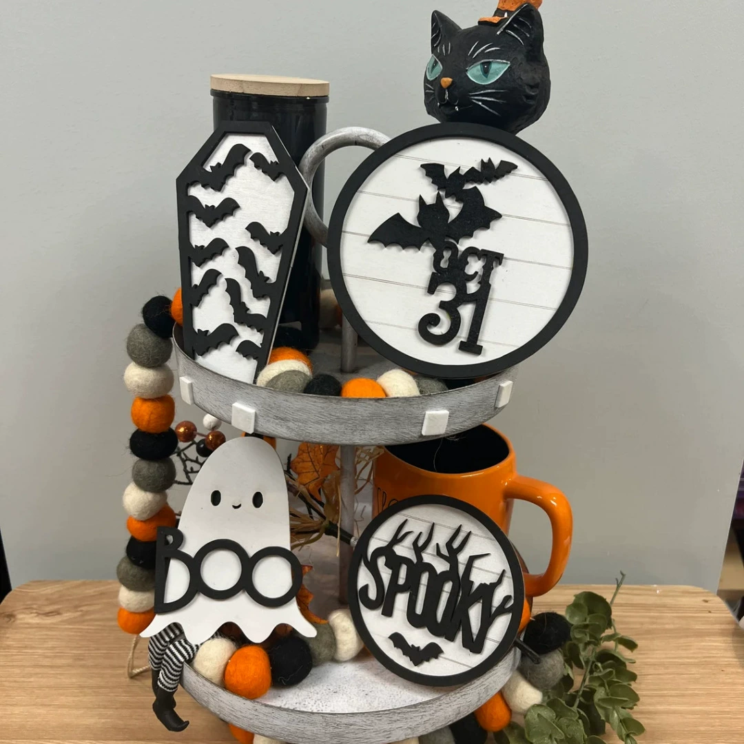 Хэллоуин призрак летучая мышь Паук многослойный лоток украшение партии украшение рабочего стола