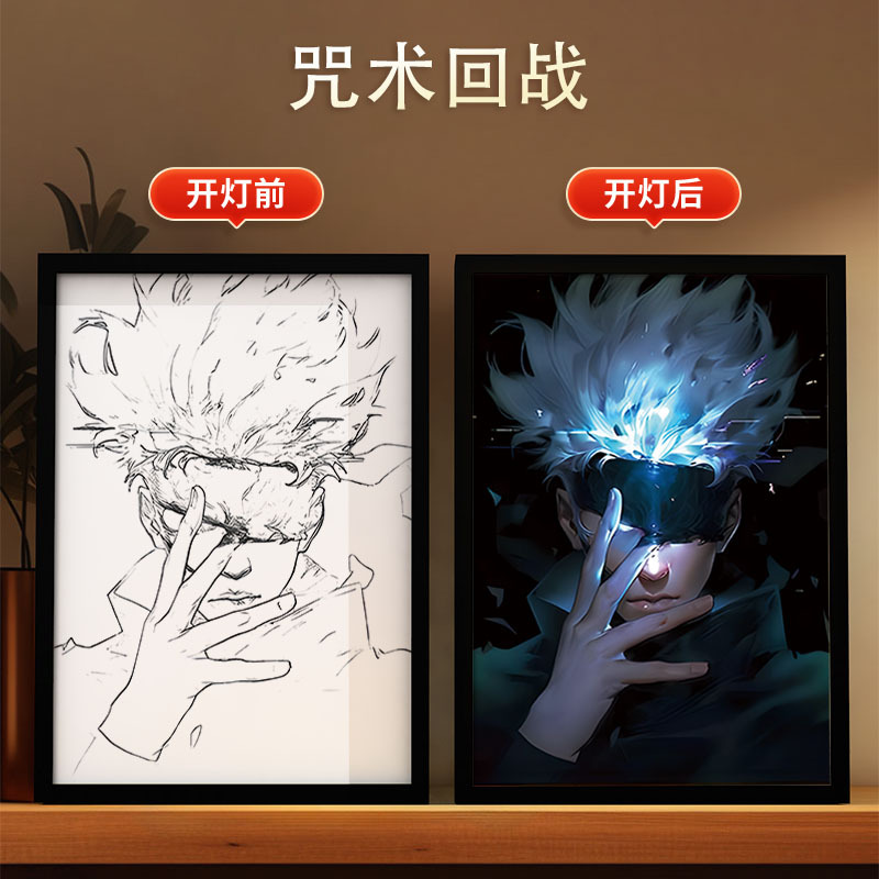 クロスボーダー呪術戦闘黒光絵画寝室雰囲気発光装飾画DIYアニメスケッチクリエイティブデコレーション