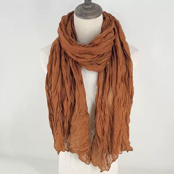 Export Hot-selling Solid Color Crumple Scarf Women's Artistic Leisure Cotton and Linen Scarf All-match Neck Protection Scarf Sunscreen Scarf