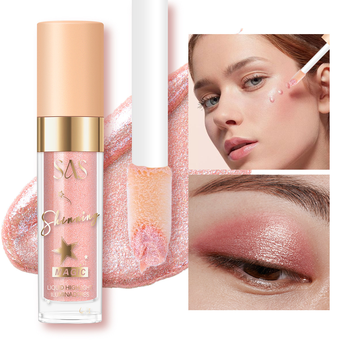 USHAS Cross-border Pearl Eye Shadow Liquid High-Light Mat Brillo Brillante Diamante para las estrellas de Navidad