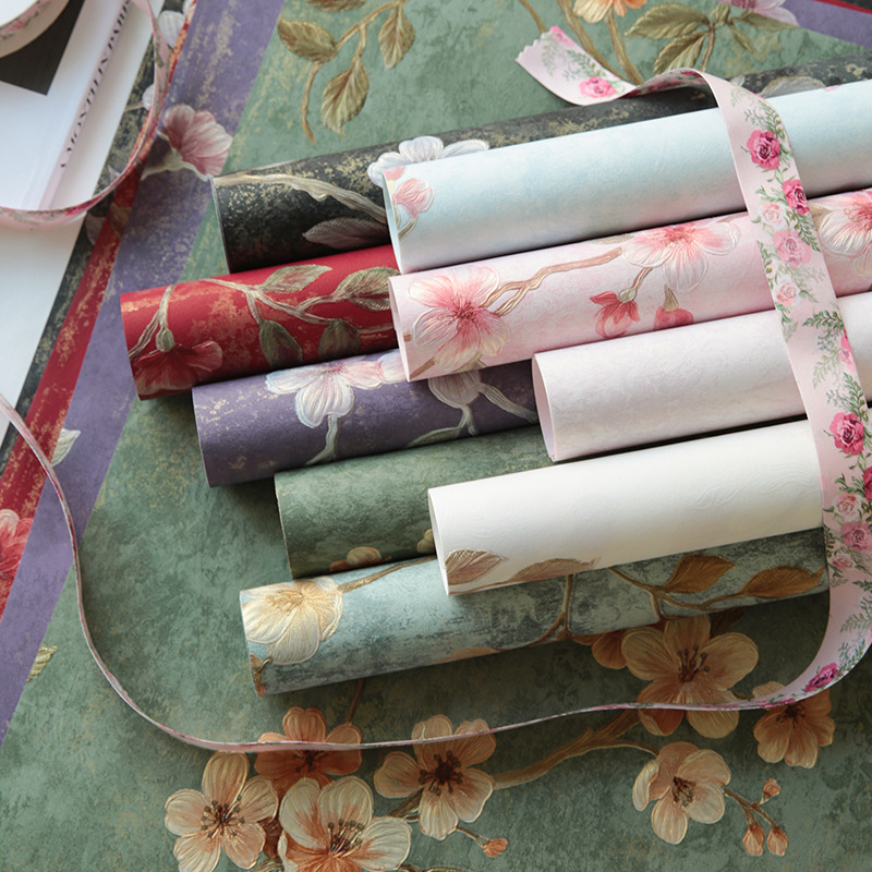 Nuevo papel de arte estampado en caliente con relieve, papel de regalo romántico para ramos de flores, papel Fenghua impermeable de alta gama para empaque de flores