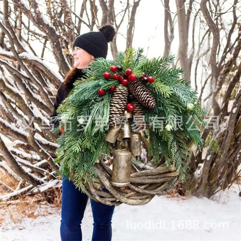 Estación independiente transfronteriza pino de Navidad Campana ratán Garland Navidad puerta colgante país Garland Navidad decoraciones de vacaciones