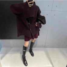 衣号自制设计款浣熊绒加厚外套 秋冬新款中长款时尚针织纯色大衣