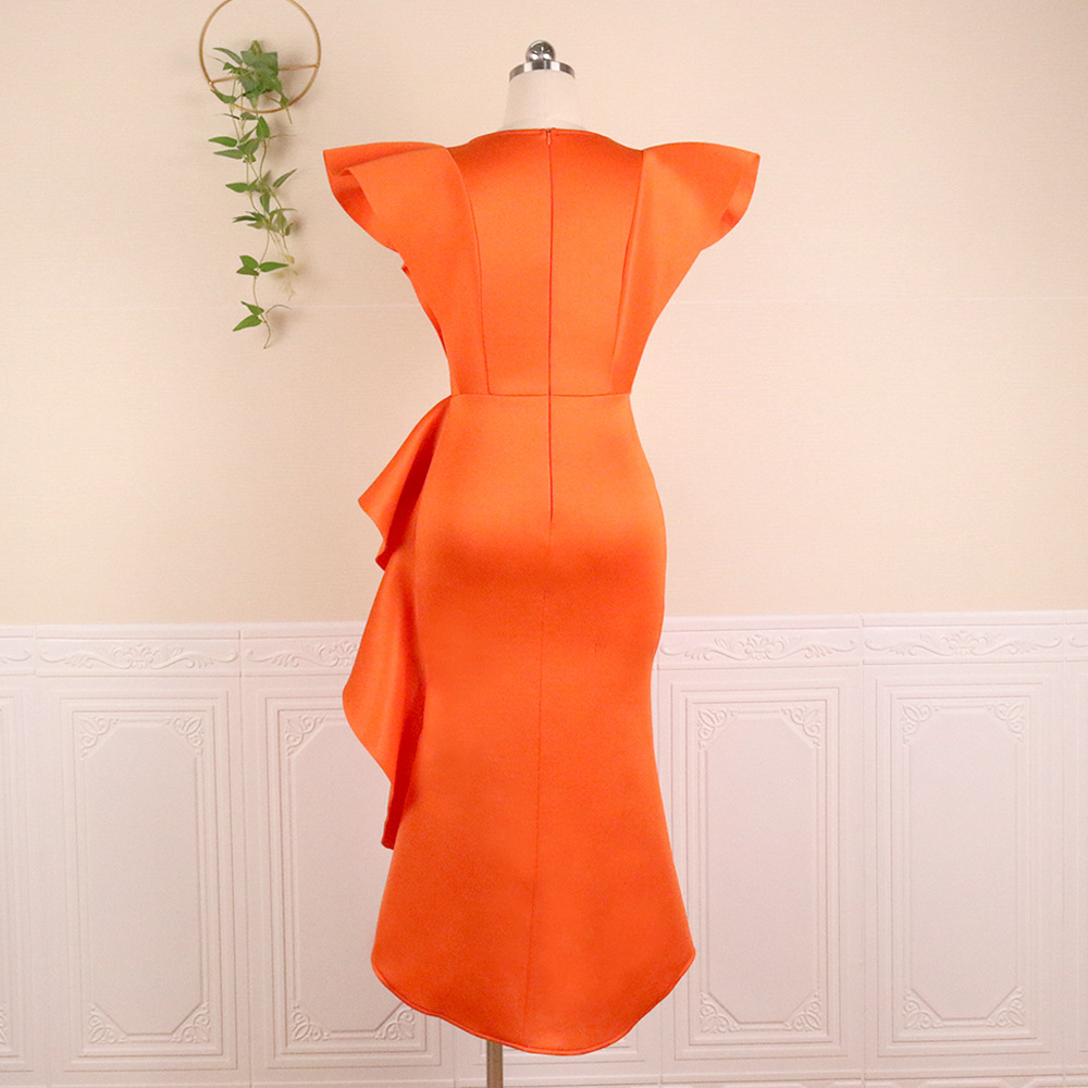 Plus Size Women's Dress With Ruffled Irregular Hem For Parties_voghion.com