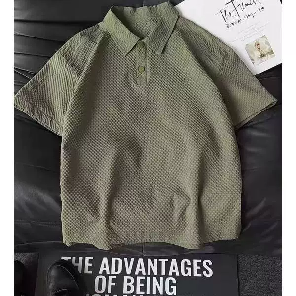 Summer lightweight quick-dry breathable seersucker short-sleeve Polo shirt for men 2026 spring casual turn-down collar T-shirt Polo shirt