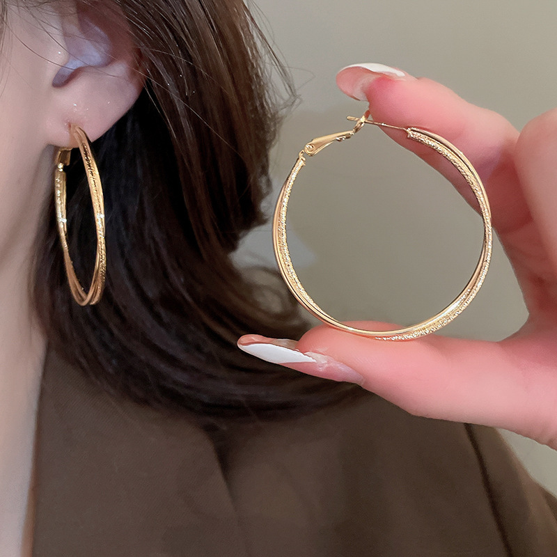 Pendientes ovalados simples de aguja de plata Pendientes de tendencia de personalidad transfronteriza europea y americana Pendientes de diseño de todo fósforo de nicho al por mayor