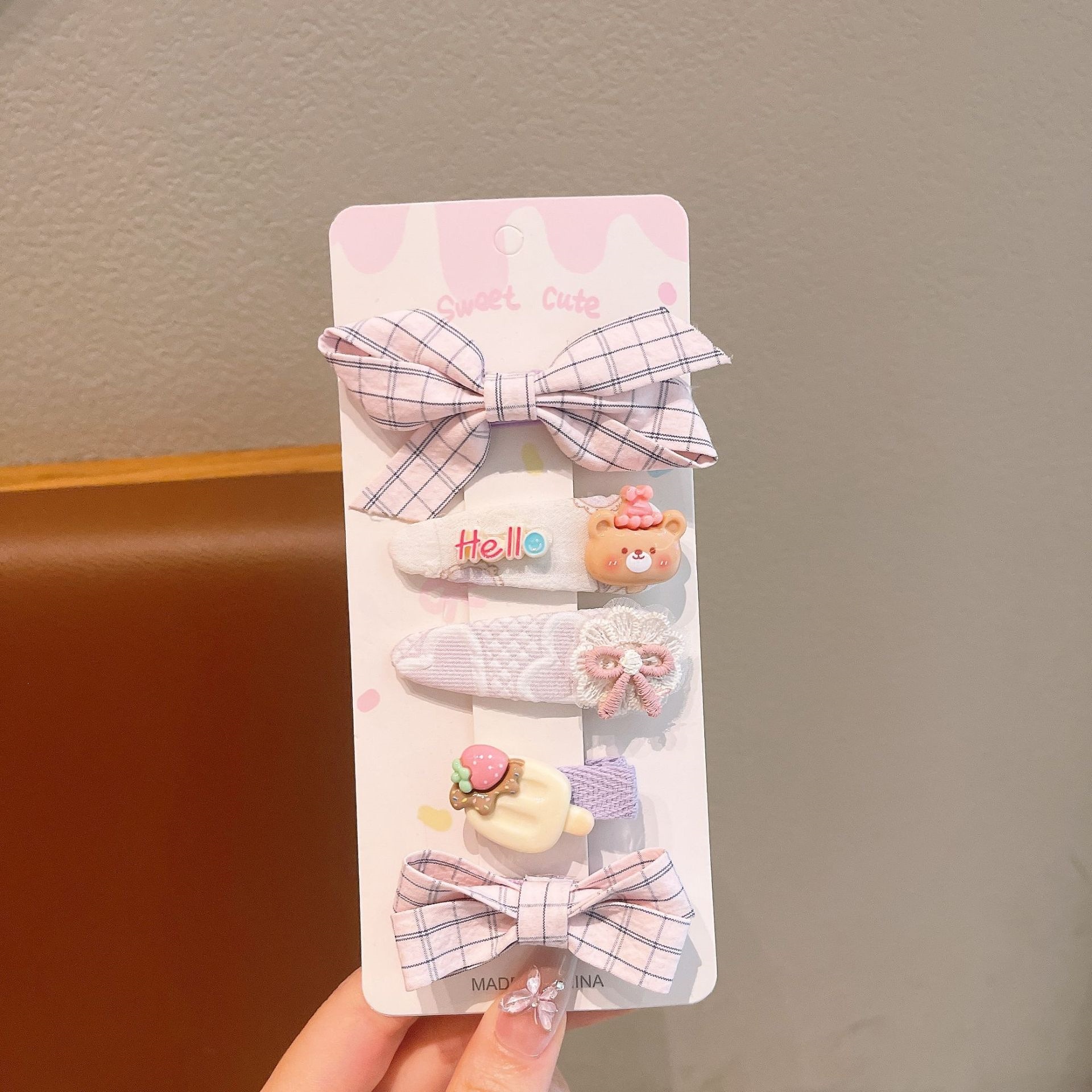 Coreana para niños rosa de encaje tela clip para el cabello nuevo arco de niñas dulce clip para el cabello joyas