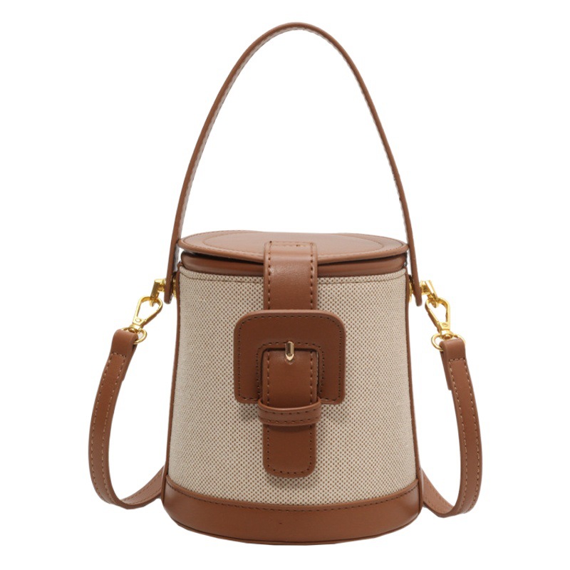 Bolso de lujo ligero estilo retro para mujer, nuevo estilo 2025, de lona con bloques de color, versátil, tipo bandolera de nicho