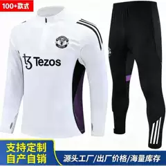 Cross border hot autumn and winter Manchester United training suit Arsenal long sleeved half zip football suit children's adult set wholesale