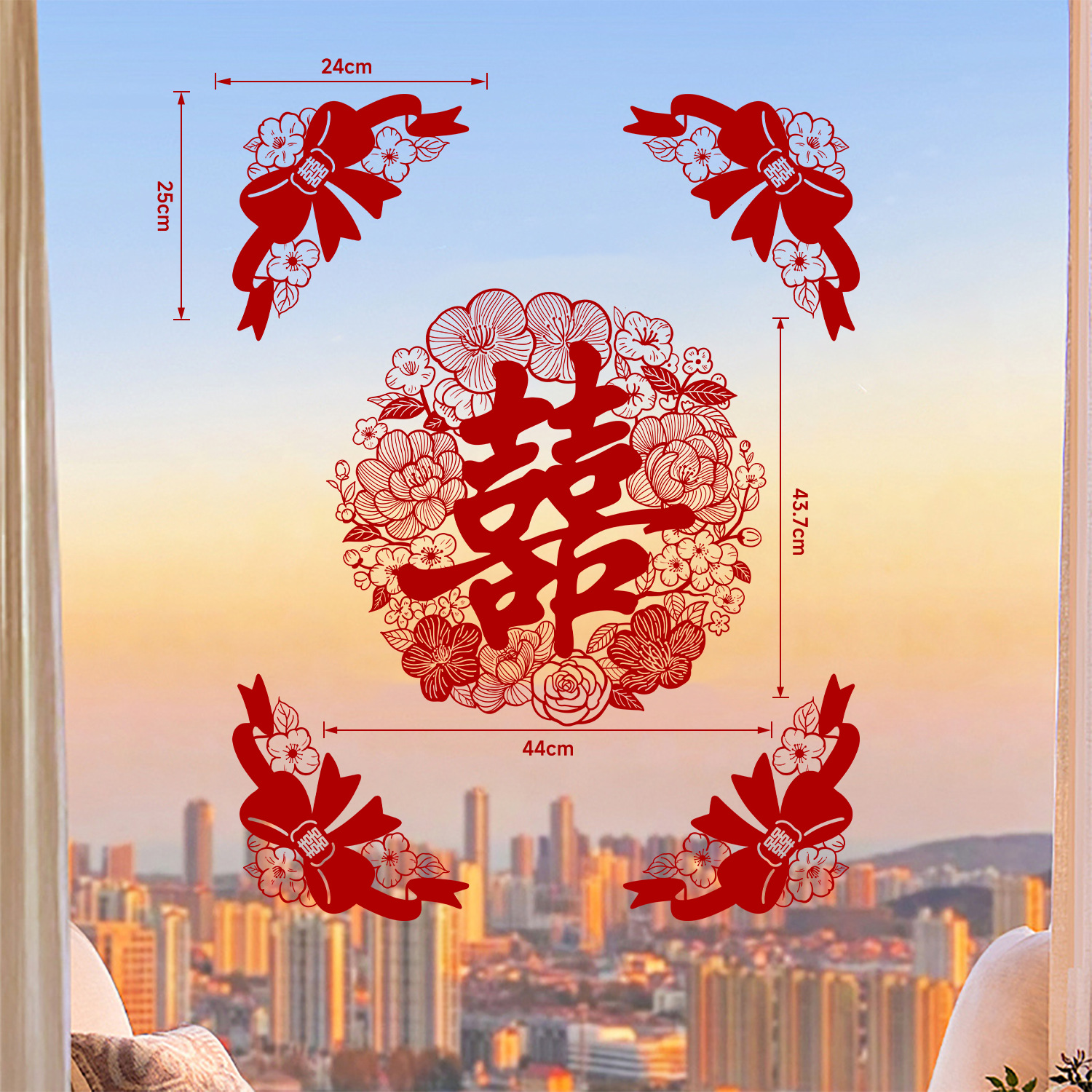 Flocado de bodas palabra feliz electrostática 2025 diseño de la sala de bodas pegatinas de puertas y ventanas de vidrio sin costuras