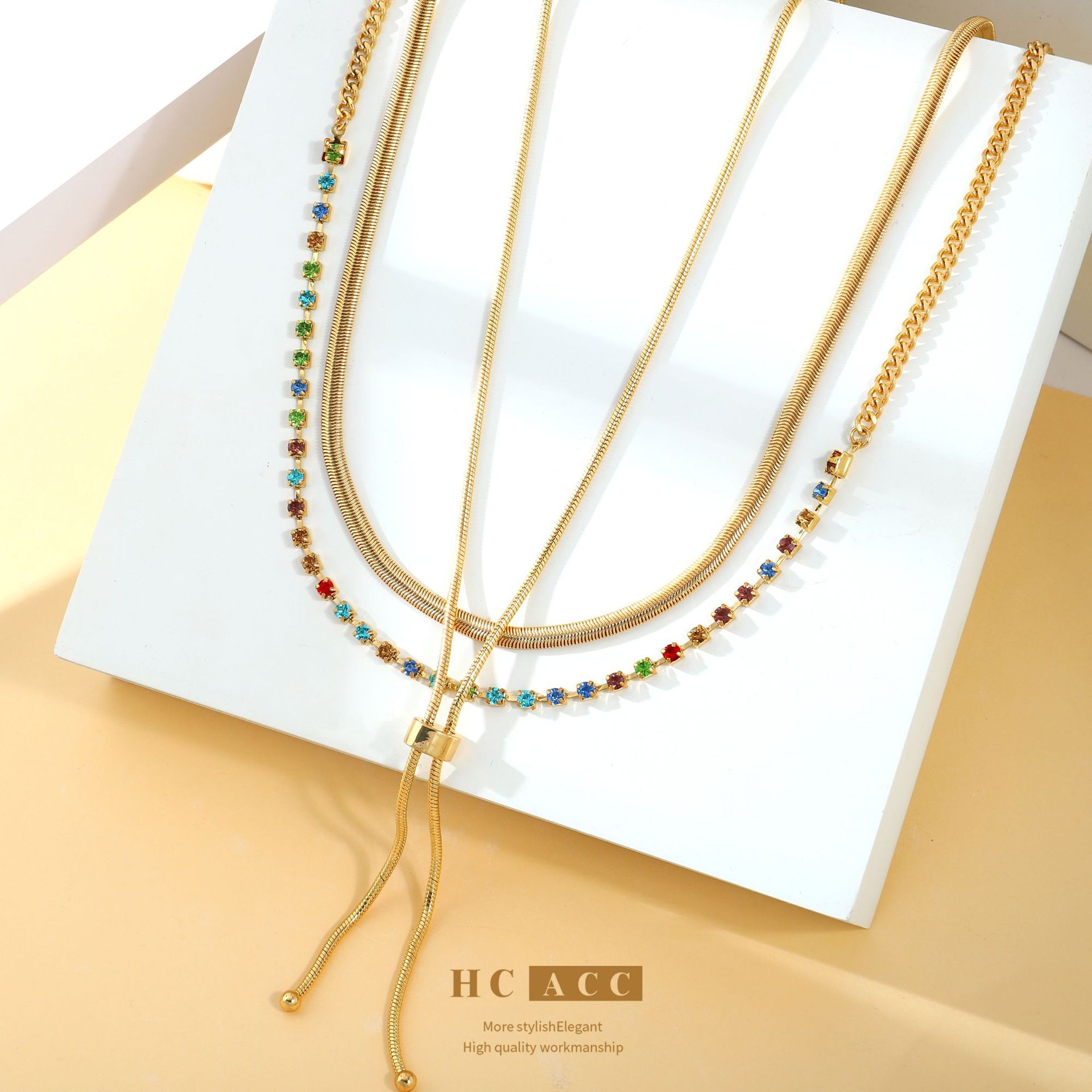 european-and-american-ins-fashion-multi-layer-micro-inlaid-color-diamond-light-luxury-high-end-necklace-chain-simple-niche-design-snake-bone-chain