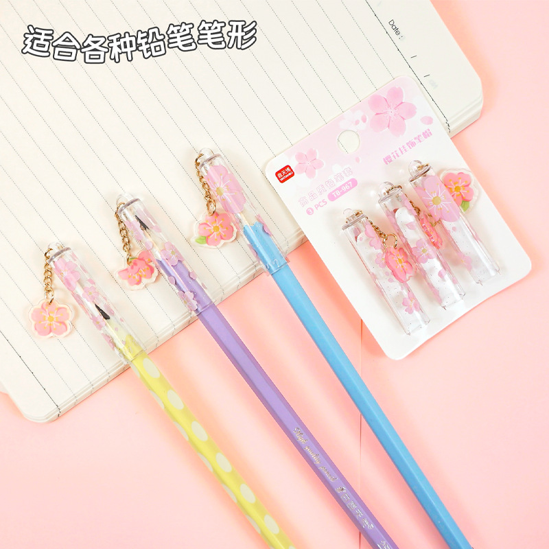 Nuevo cerezo colgante tapa de lápiz mariposa tapa de lápiz creativo alumno de la escuela primaria cubierta de lápiz de cristal jardín de infantes