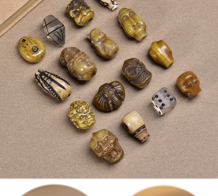 Xizang-Style Yak Bone Carving Accessory DIY Semi-Finished Three-Way Cloud Pendant Spacer Bead Waist Bead Jewelry