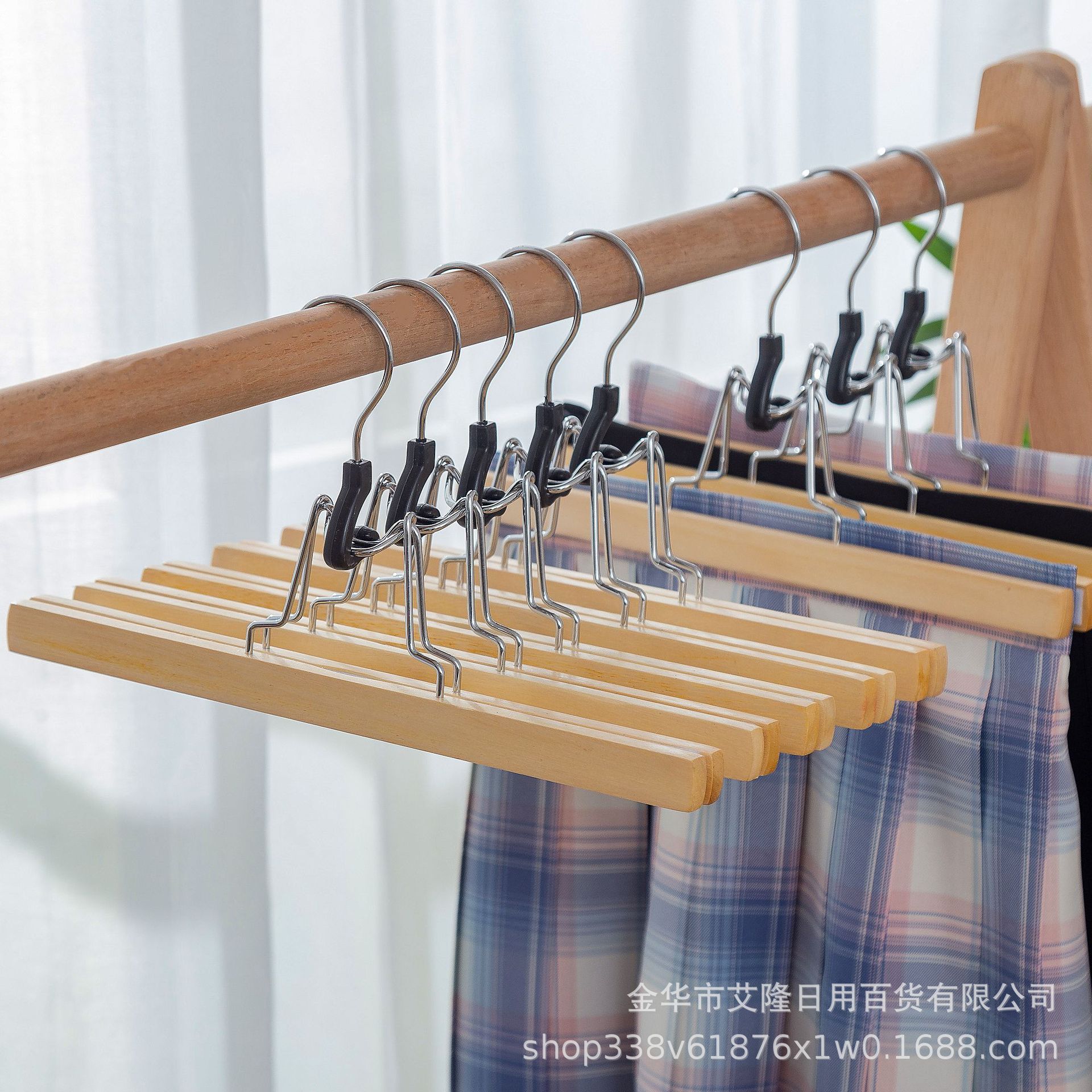 Clip de falda de madera maciza clip de falda de madera tienda de ropa pantalones sin costura rack pantalones de madera clip ropa falda Hanfu percha al por mayor