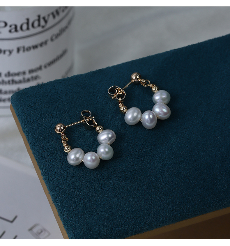 1 Pair Freshwater Pearl Copper Freshwater Pearl Freshwater Pearl Earrings Solid Color Drop Earrings Earrings display picture 2