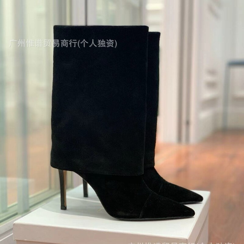 25 New Autumn and Winter Foreign Trade Matte Fashion Runway Pointed Toe Stiletto Wide Mid-Calf Versatile Women's Boots 25 New Autumn and Winter Foreign Trade Matte Fashion Runway Pointed Toe Stiletto Wide Mid-Calf Versatile Women's Boots