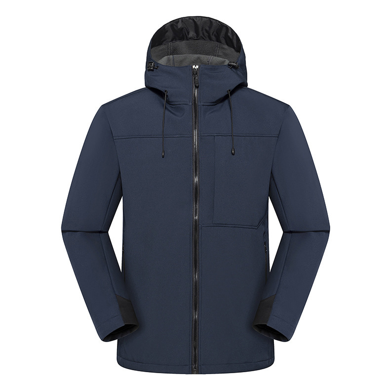 Men's Outdoor Softshell Jacket with Fleece Lining, Windproof, Waterproof, and Warm for Autumn and Winter, Large Size, Cross-Border