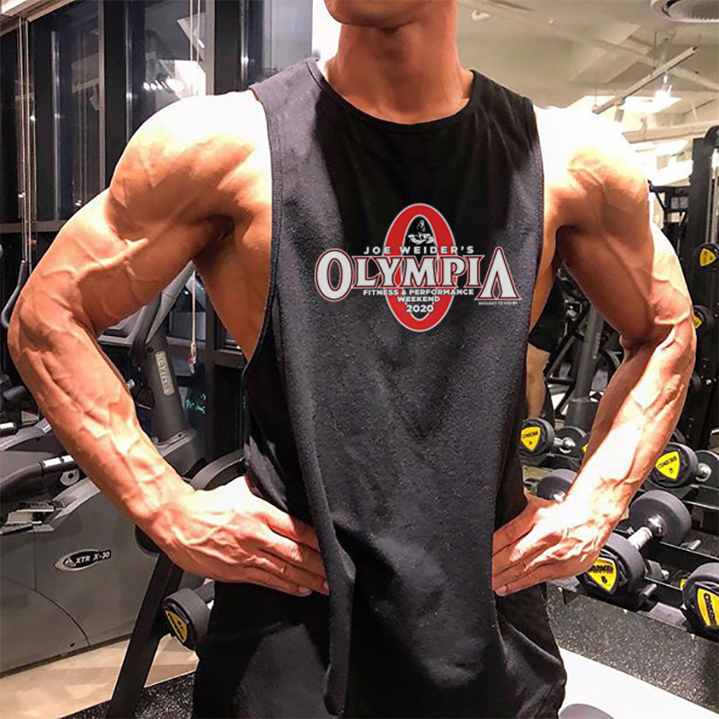Nuevos deportes Chaleco de los hombres camiseta fitness músculo hierro americano estiramiento puro sin mangas cuello redondo