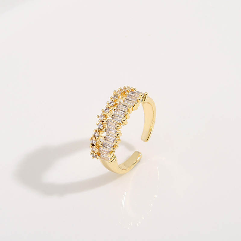 Fashion Geometric Copper Inlaid Zircon Rings