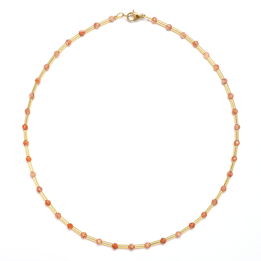 Necklace Classification Vintage Style Color Block Natural Stone Necklace In Bulk