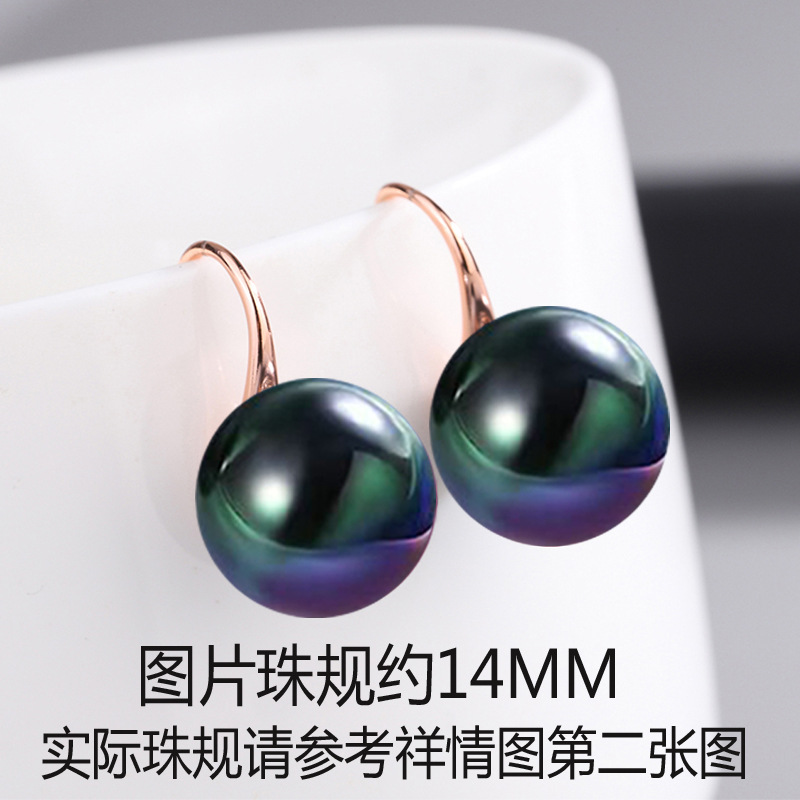 Malachite green golden earrings, 14mm, pink gold