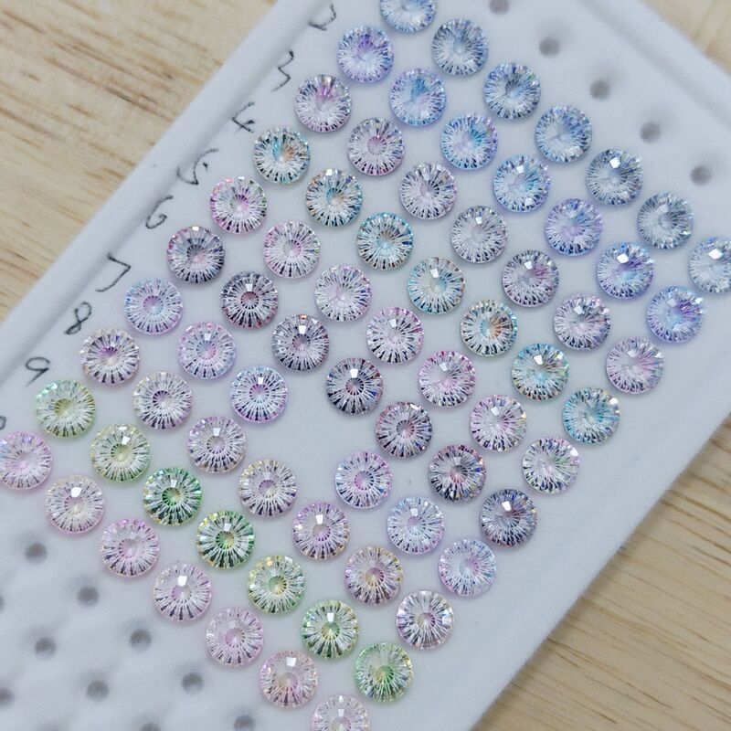 Trendy Zircon Round Nail Art Decorations with Gradient Pupil Gemstones for Nails