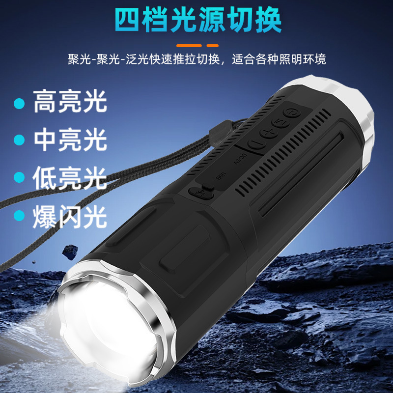 Sy-322 Flashlight Bluetooth Speaker with Zoom Function, Fishing Light, Portable Outdoor Radio, Card-Insertable Bluetooth Speaker Sy-322 Flashlight Bluetooth Speaker with Zoom Function, Fishing Light, Portable Outdoor Radio, Card-Insertable Bluetooth Speaker