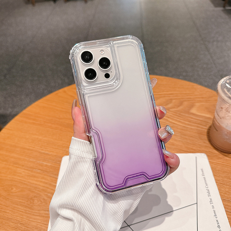 适用ip16promax缤纷二合一PC上下盖和TPU透紫色手机保护壳360全包