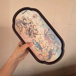 复古国风陶瓷吸水干泡茶盘图案定制家用小型壶承茶壶茶具托盘竹托