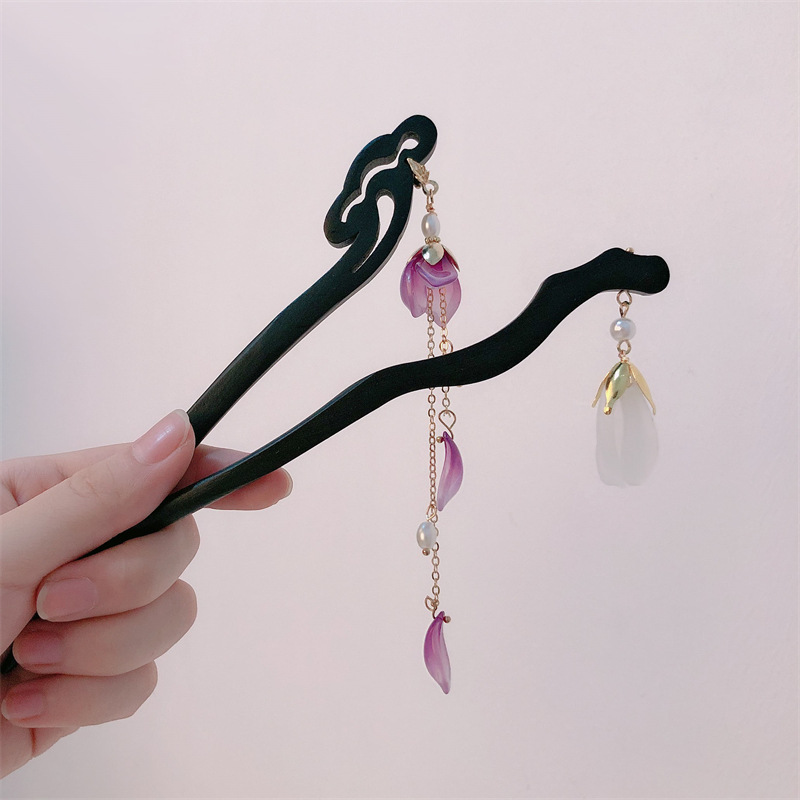 Nuevo estilo chino de madera bordilla pinzas de cabello para mujeres estilo antiguo pinzas de cabello de madera moderna simple pinzas de cabello pinzas de cabello adornamiento de cabello