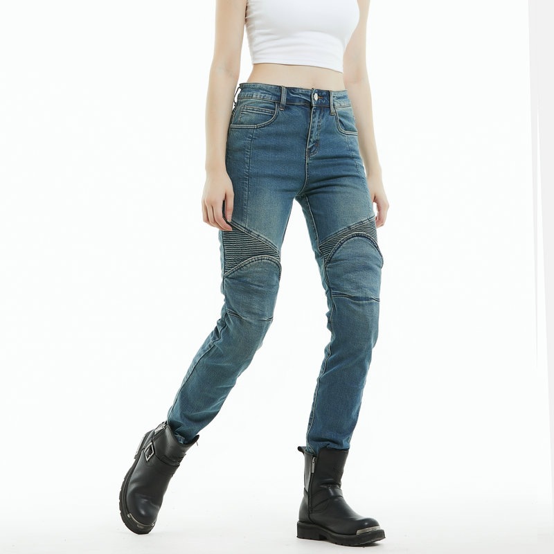 Pantalones vaqueros de la motocicleta de Caballero de las mujeres que montan pantalones de la motocicleta Kevlar resistente al desgarro pantalones anti-caída equipo de protección de silicona