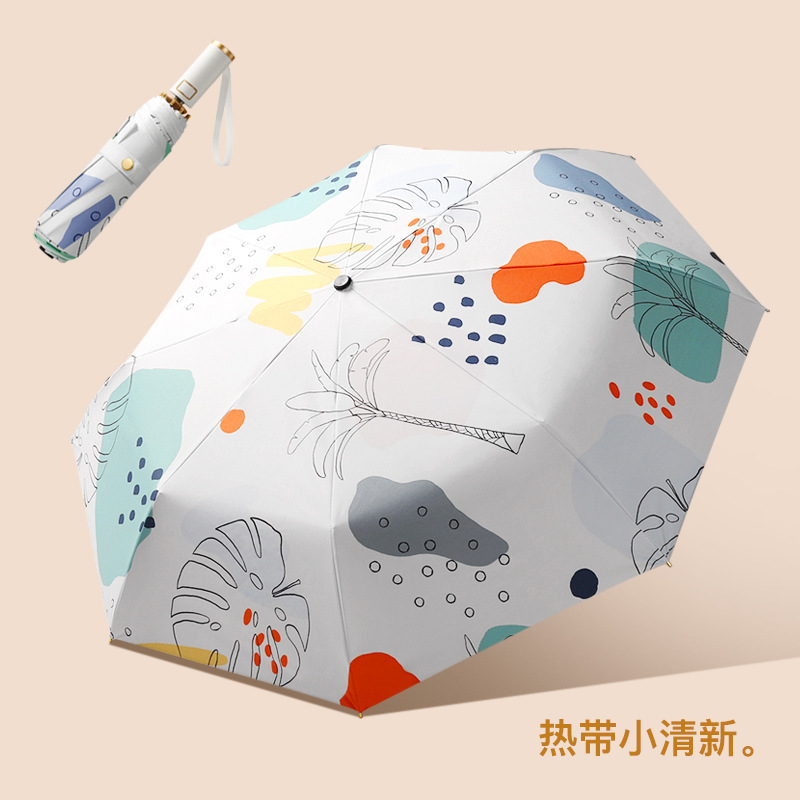 三つ折り自動傘-熱帯小清新