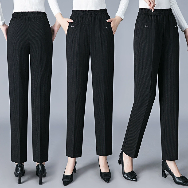 2025 мама брюки весна и осень новый средний и пожилой возраст большие размеры женские прямые брюки с высокой талией старые брюки