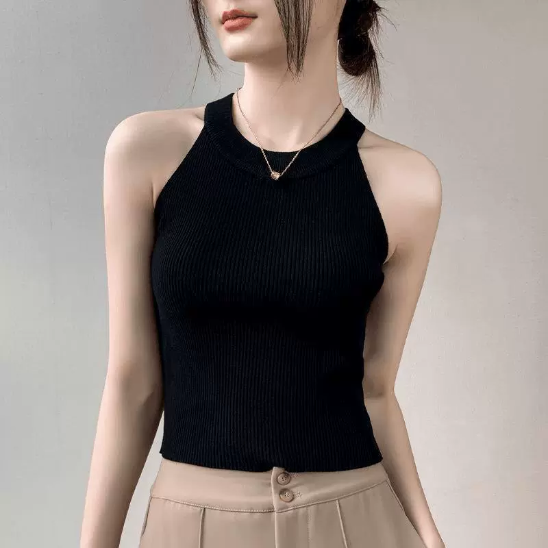 Summer short knitted vest sleevless, lifting effect, french style