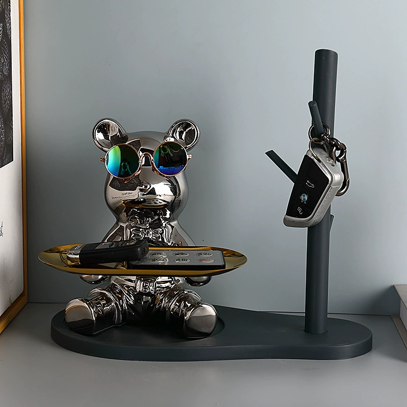 Вход в дом любящий медвежий ключ для хранения входной двери декоративные украшения для гостиной обувной шкаф лоток светлая роскошная керамическая копилка