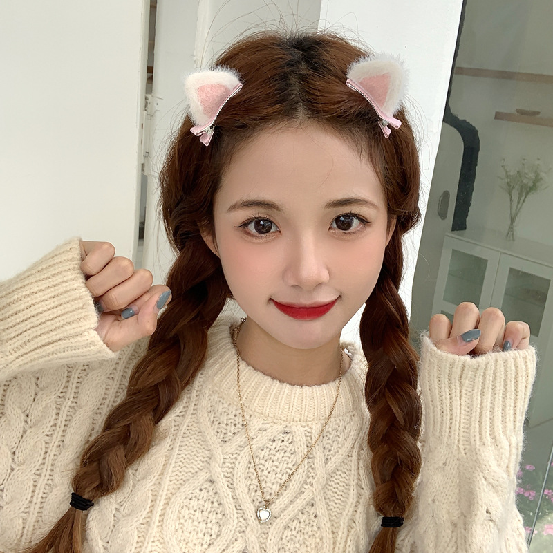 One Cat Ear Barrettes Japanese And Korean New Online Influencer Plush Cat Ear Stereo Hair Clip Headdress Female Side Head Clip display picture 5