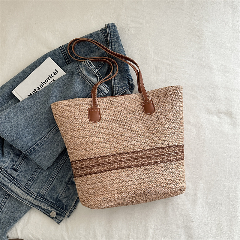 Gran capacidad de moda coreana empalme bolso de cubo de agua 2024 primavera y verano nuevo estilo versátil bolso casual bolso de hombro