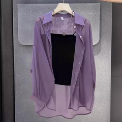 珠光糸日焼け止めシャツコート女性用夏の薄い氷感超滑り通勤外着カーディガン軽薄上着ブーム