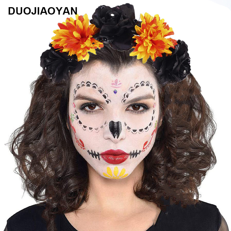 Halloween Blumenstirnband Persönlichkeit Spinnensimulation Blume Cosplay Make-up Party Kopfschmuck_voghion.com