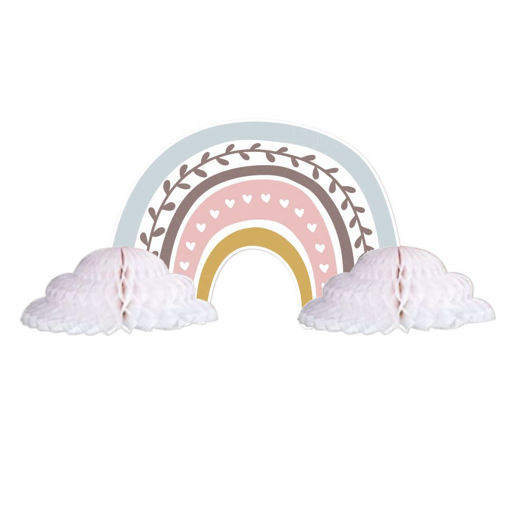 Bohemia cumpleaños fiesta decoración nube cumpleaños tire bandera Groovy Arco Iris panal decoración cumpleaños traje