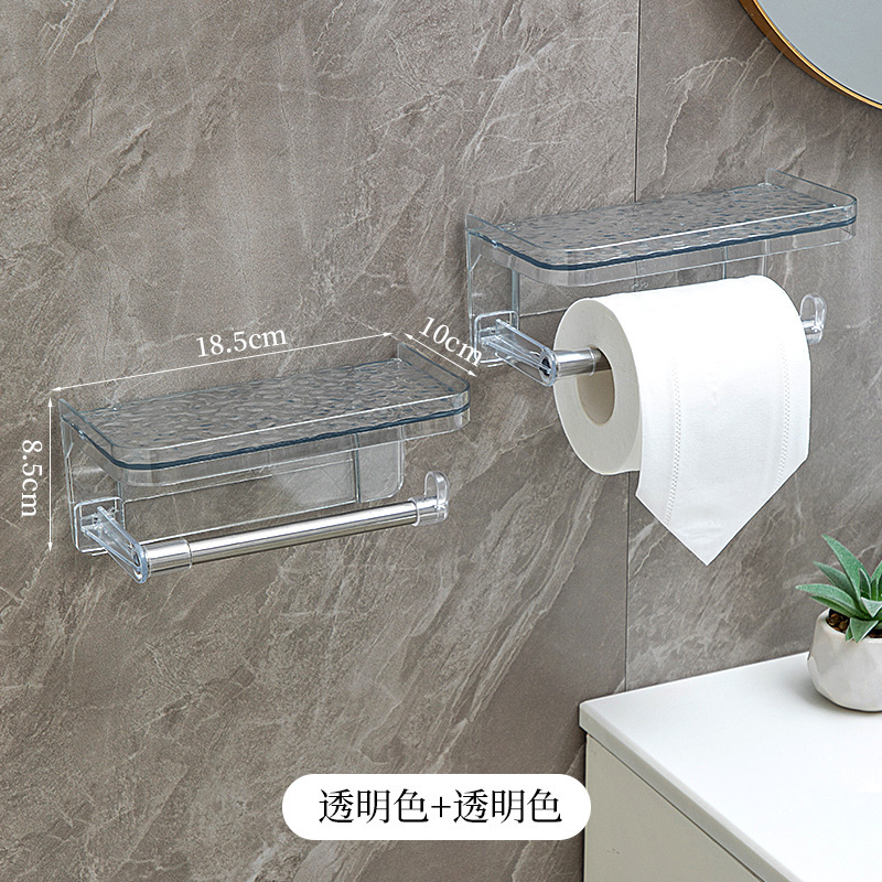 トイレ穴なし棚クリエイティブティッシュボックス浴室壁掛けロール紙トイレットペーパーホルダーアクリルティッシュホルダー|undefined