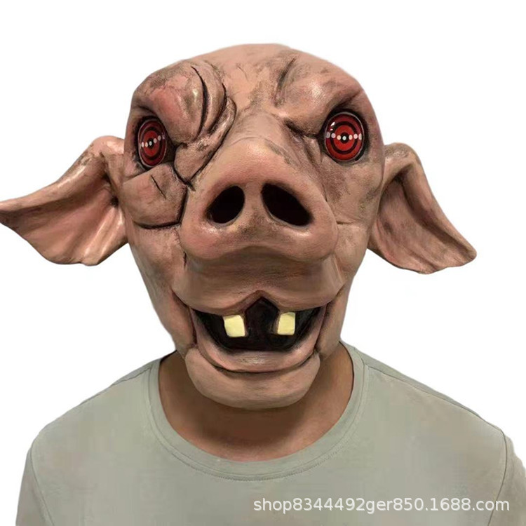 Vio horror 9 cabeza de cerdo máscara miedo sala de lucha Vio el cine y la televisión accesorios de Halloween horror vestido de látex sombrerería