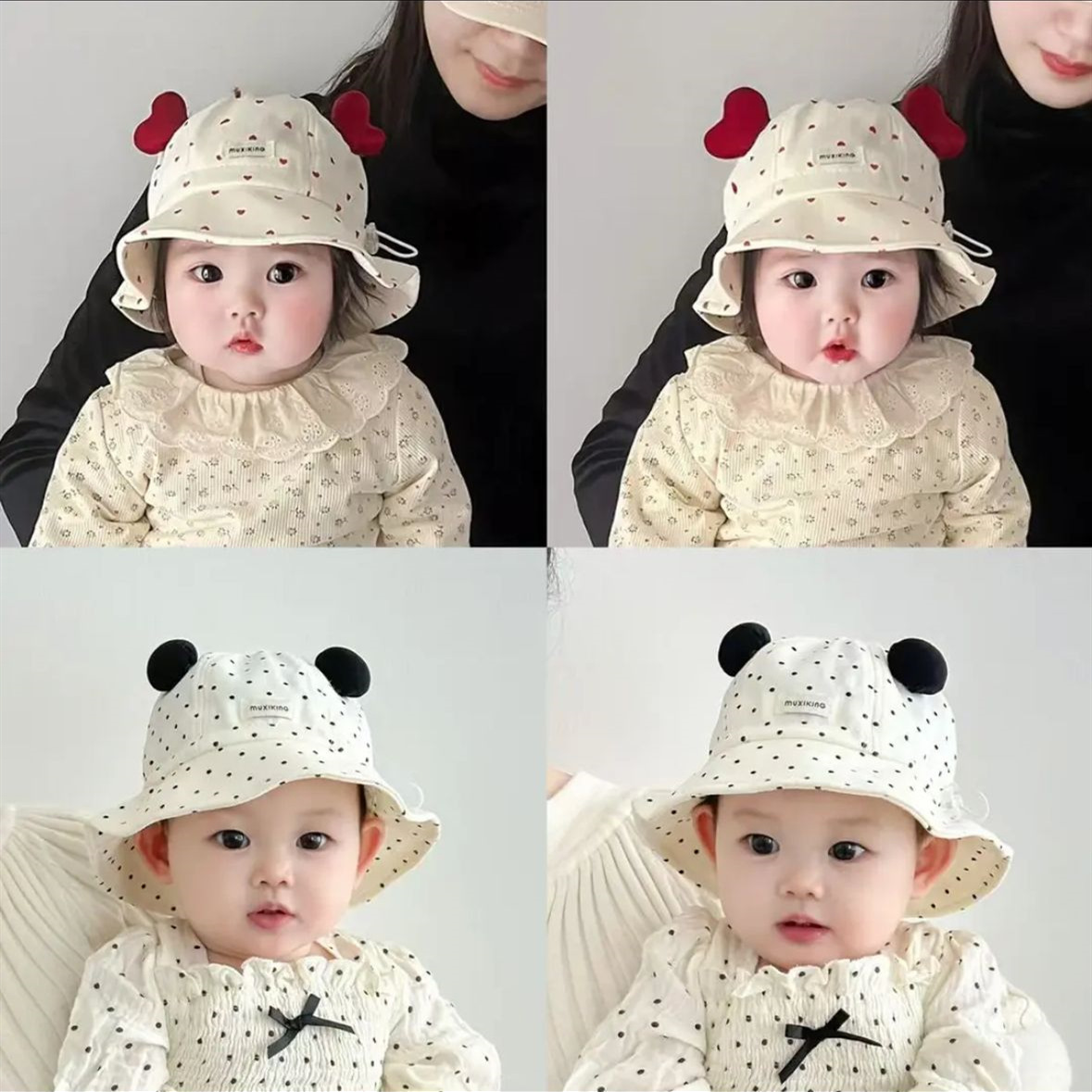 婴儿帽子春秋季薄款甜美可爱遮阳防晒渔夫帽女宝宝小月龄盆帽夏天