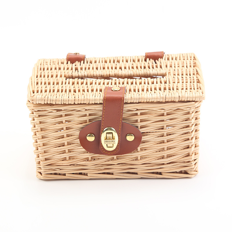 Transfronterizos personalizados pastorales caja de toallas creativas calabaza de hierba tejida caja de toallas de escritorio decoración caja de extracción de papel